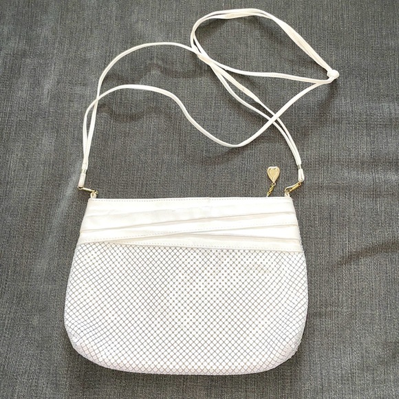 Vintage Whiting & Davis White Mesh and Leather Handbag EUC - Picture 1 of 13